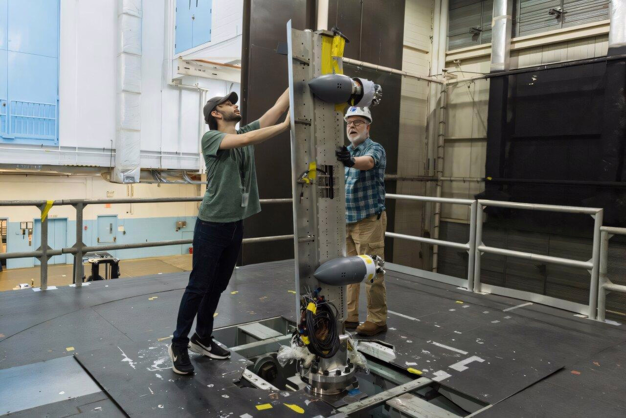 NASA Tests Advanced Air Mobility Aircraft Wing in Wind Tunnel