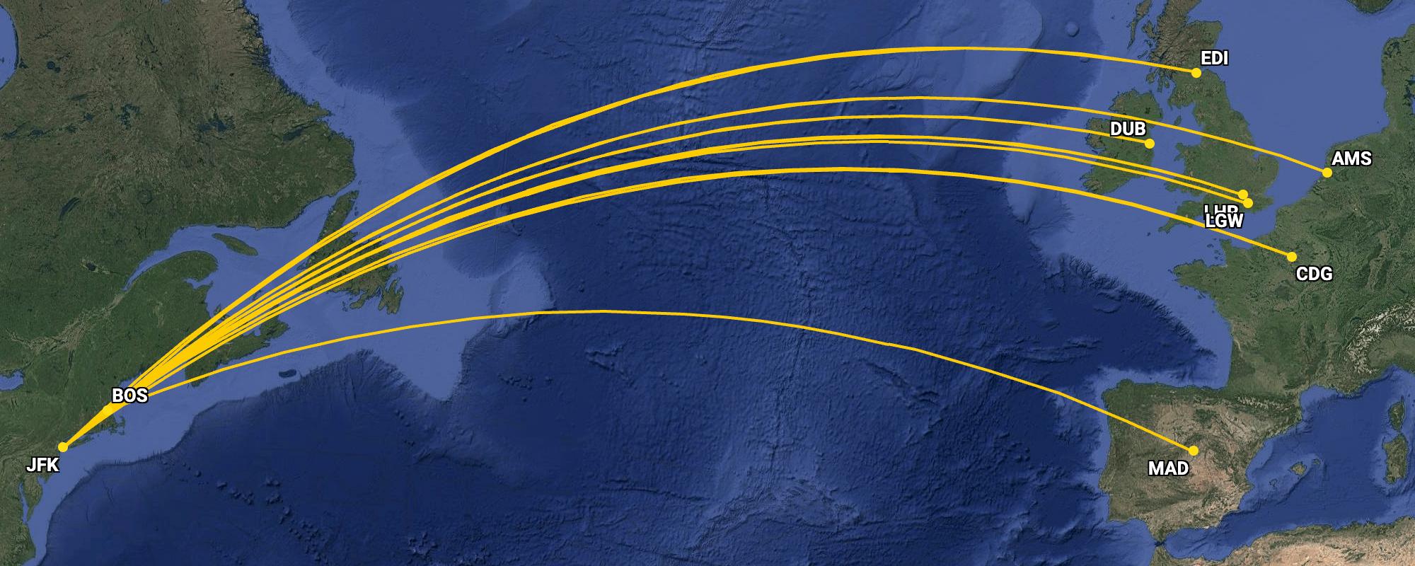 Overview of 16 Airlines Operating Narrowbody Transatlantic Flights from North America in June